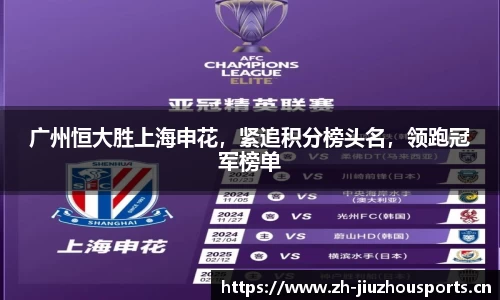 广州恒大胜上海申花,紧追积分榜头名,领跑冠军榜单